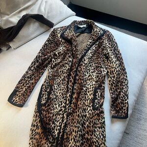 St John Vintage Leopard Print Belted Women's Coat medium size